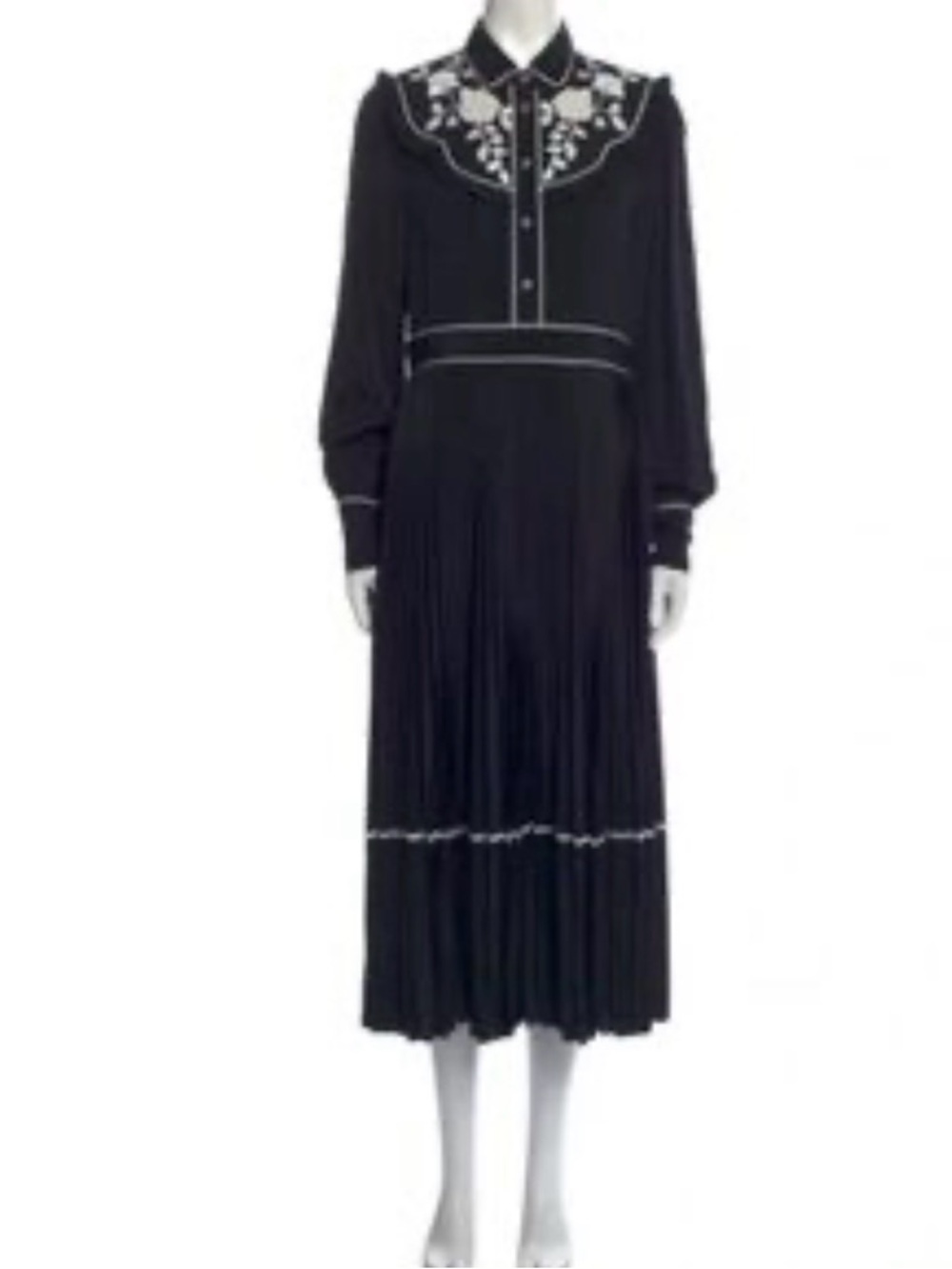 kate spade Black Long-Sleeve Embroidered Midi Dress